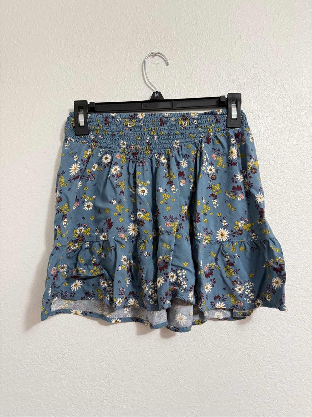 SO Blue Floral Smocked Tiered Skirt